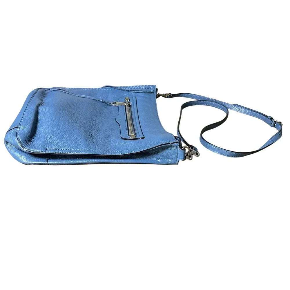 Rebecca Minkoff Purse Blue Pebbled Leather Crossbody‎ Bag Silver